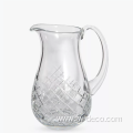 Etched glass jug beverage pitcher